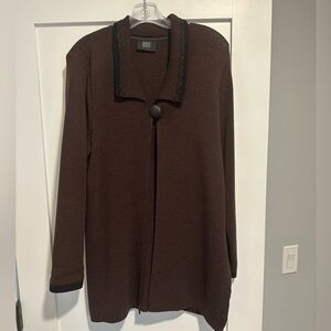 Braeda Horan One Button Collared Long Sleeve Sweater, Top Pullover, Soze Large